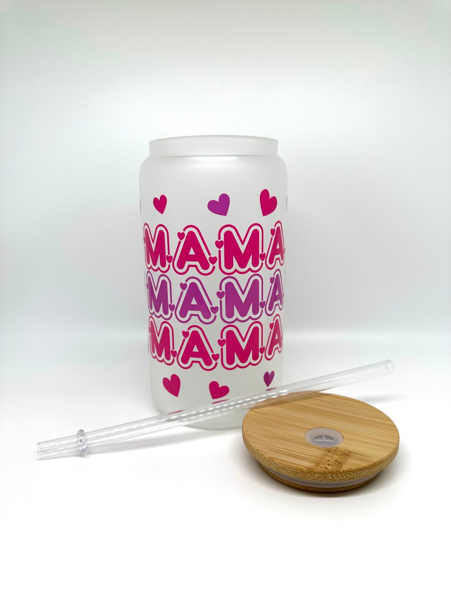 Mama Hearts Glass Cup, Mother’s Day Glass Cup