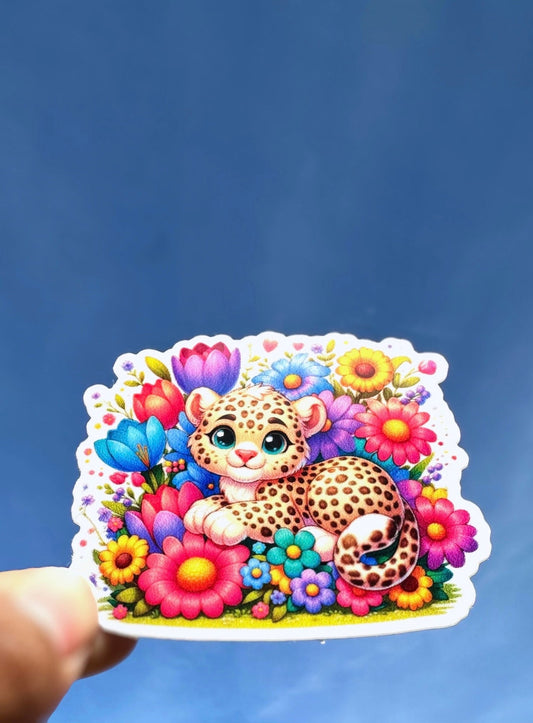 Spring Flowers Jaguar Sticker