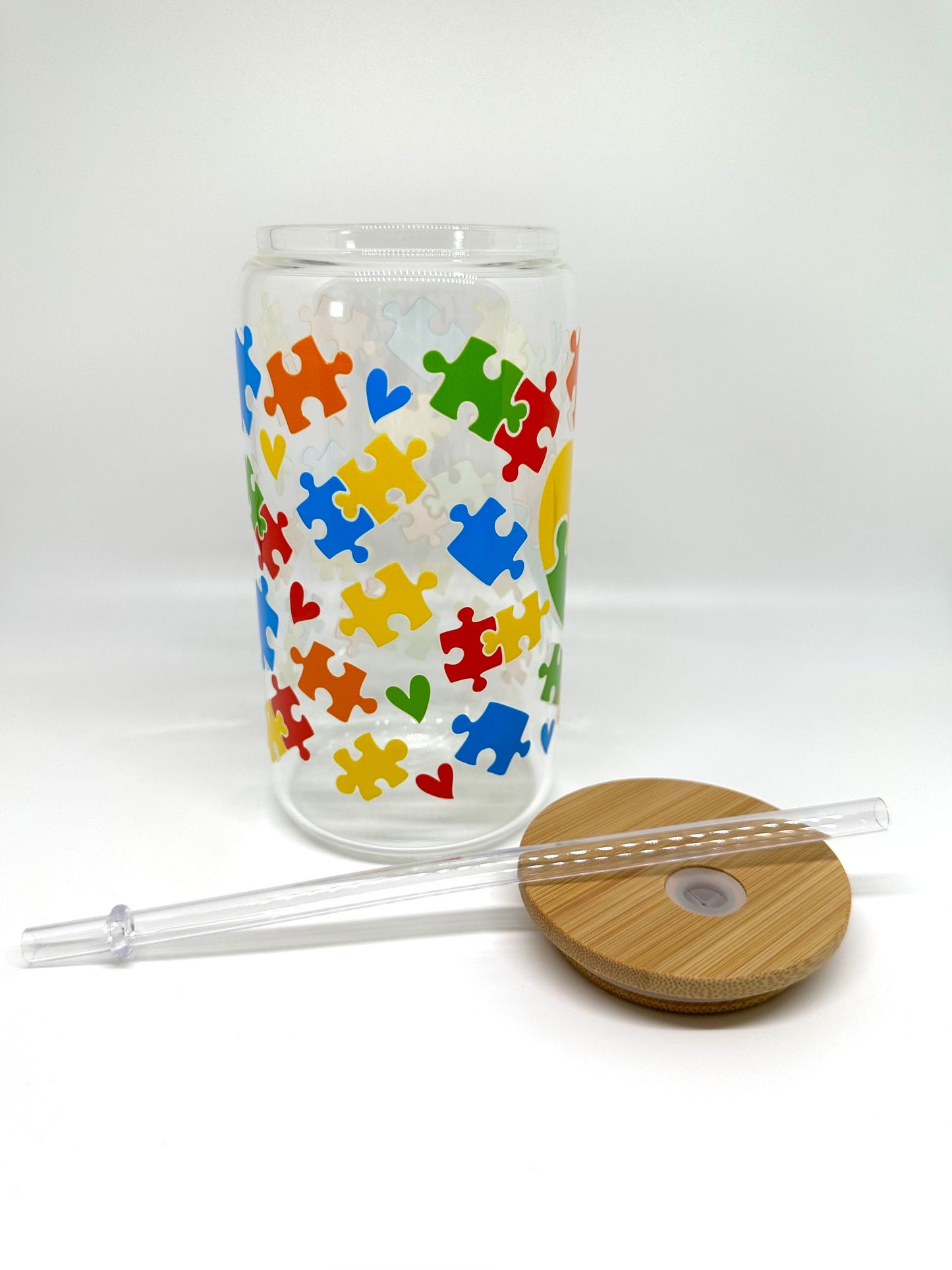 Autism Awareness Glass Cup, Autism Support Glass Cup