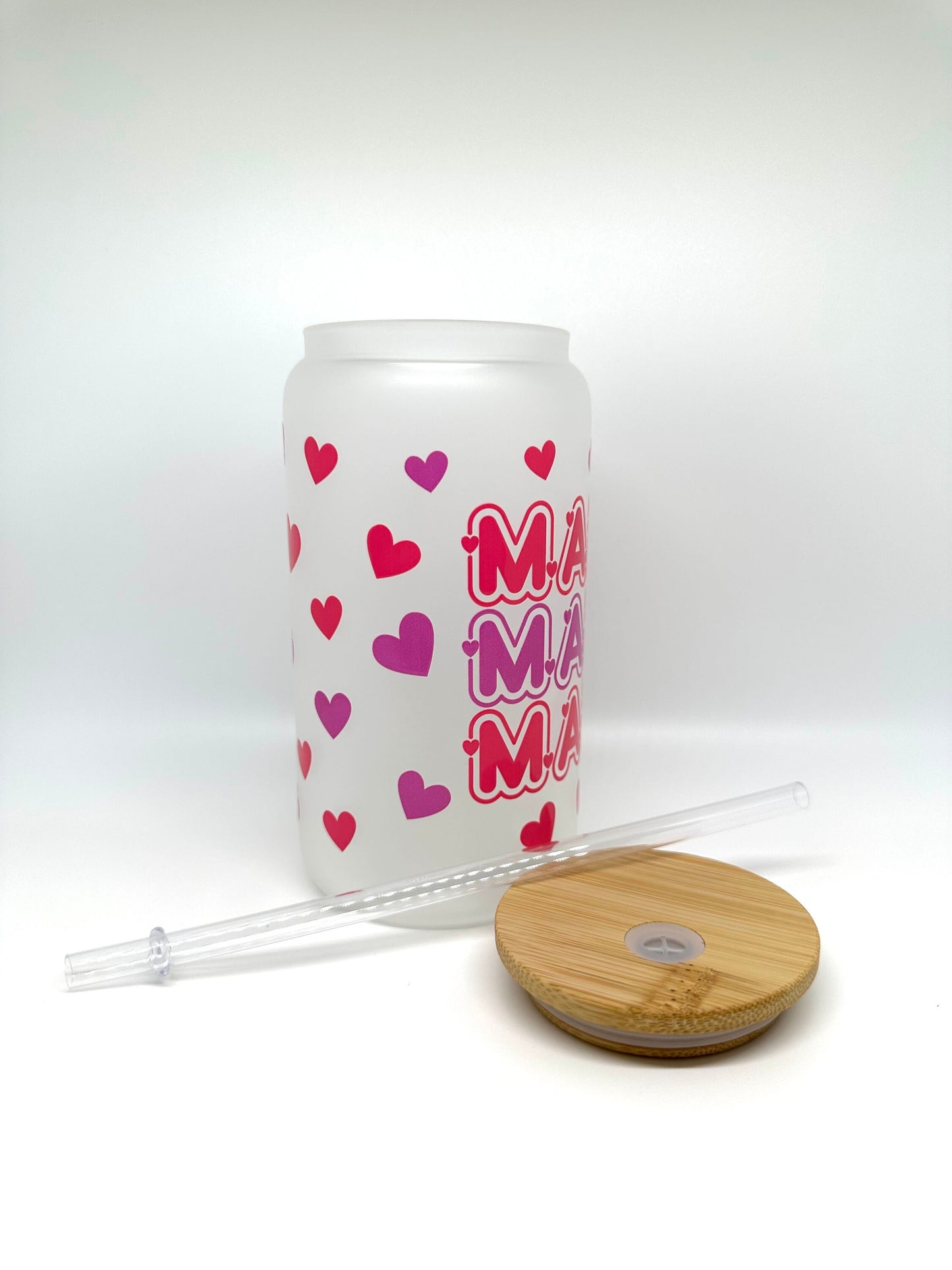 Mama Hearts Glass Cup, Mother’s Day Glass Cup