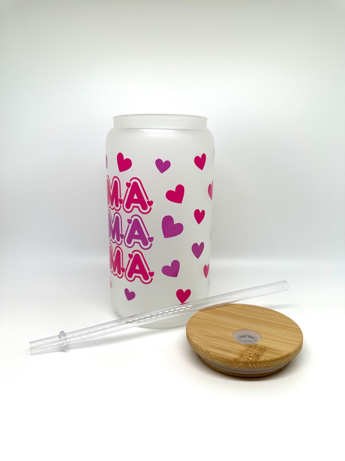 Mama Hearts Glass Cup, Mother’s Day Glass Cup