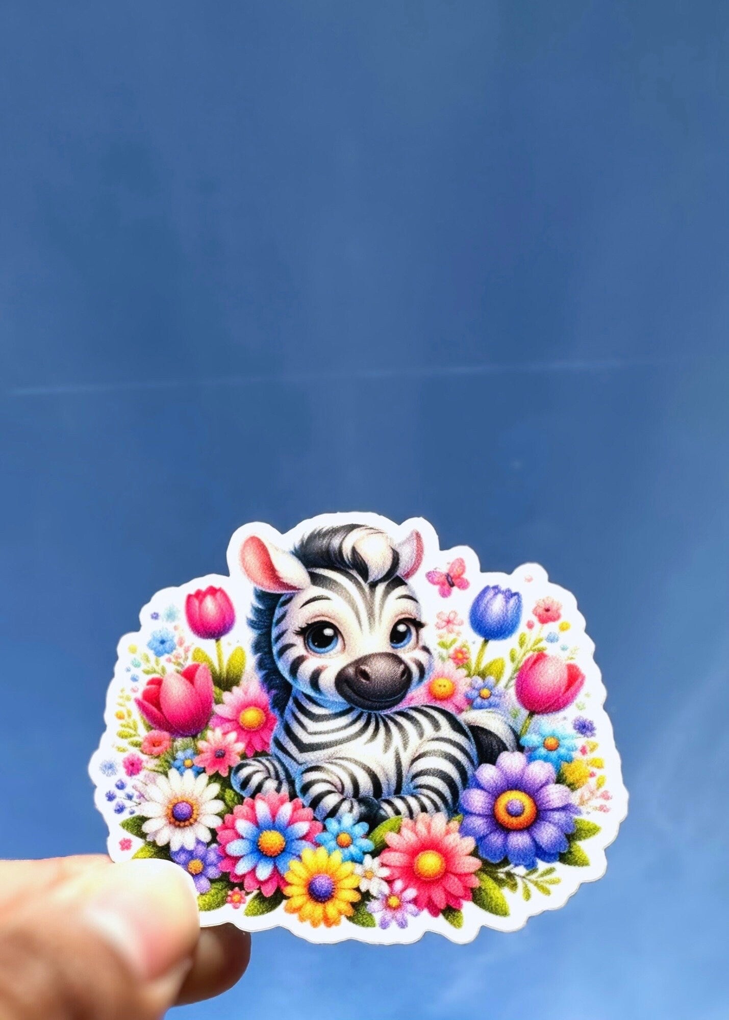 Spring Flowers Zebra Sticker