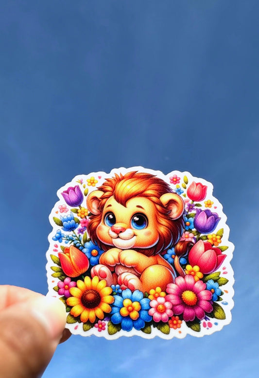 Spring Flowers Lion Sticker