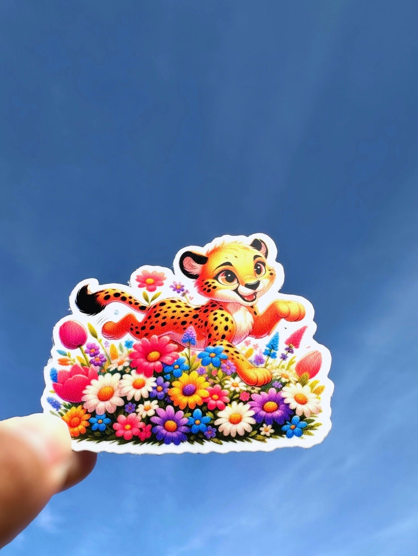 Spring Flowers Cheetah Sticker