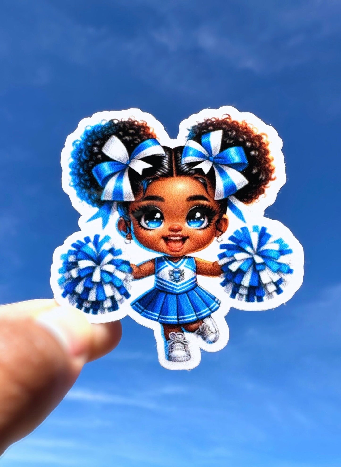 Brown Girl Curly Hair Cheerleader Sticker