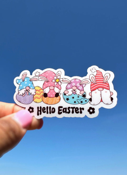 Hello Easter Gnome Bunny Sticker