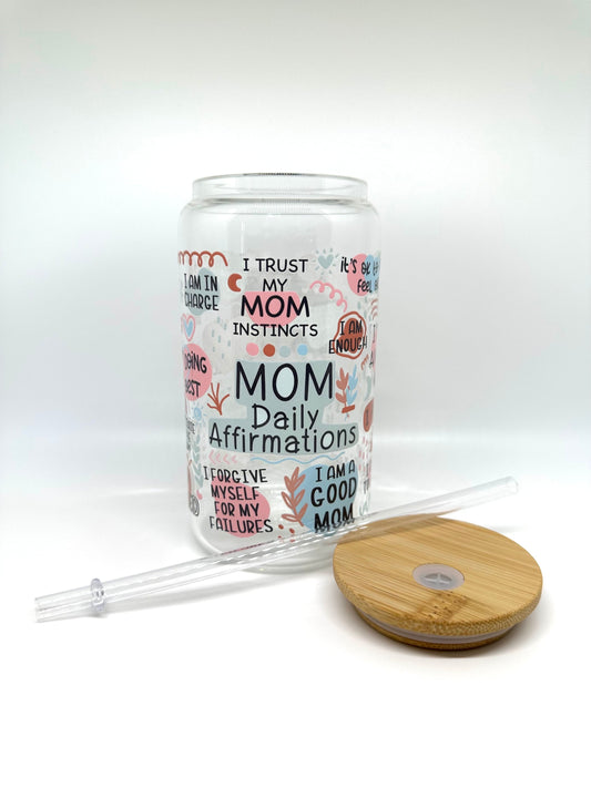 Mother’s Day Cup, Mom Affirmations Glass Cup